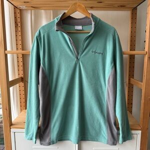 Columbia Men's Teal and Gray 1/4 Zip Fleece Sweater